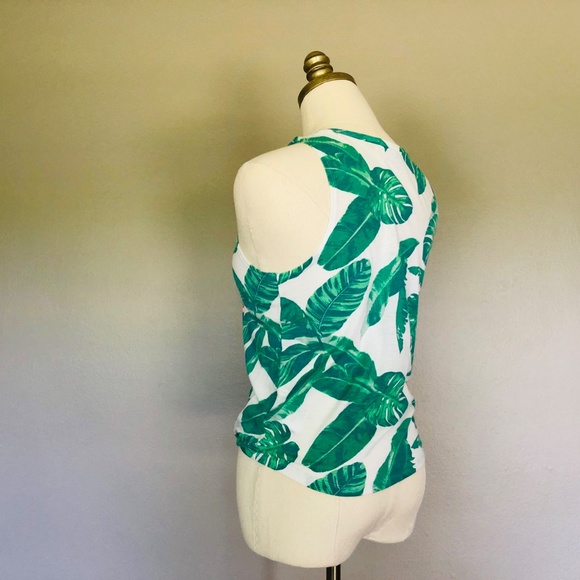 Tank Top Small Medium US 12 Green Leaves Sleeveless Palm Springs - Picture 10 of 11